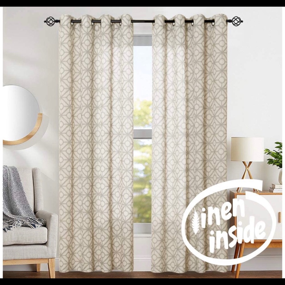 New Light Filtering Grommet Top Geometric Curtains